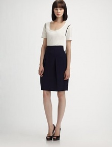 Soft finespun cotton, accented with subtle contrast piping.ScoopneckShort sleeves95% cotton/5% elastaneImported of Swiss fabricModel shown is 5'9 (175cm) wearing US size 4. Soft finespun cotton, accented with subtle contrast piping.ScoopneckShort sleeves95% cotton/5% elastaneImported of Swiss fabricModel shown is 5'9 (175cm) wearing US size 4.