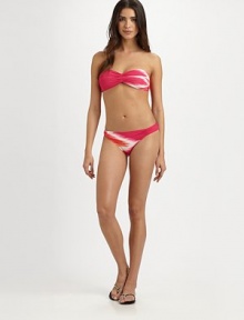 Ruched details add a touch of texture to this swim style with an invigorating zigzag print.Bandeau topBack tie closure87% nylon/13% spandexFully linedHand washImportedPattern may vary Please note: Bikini bottom sold separately. Ruched details add a touch of texture to this swim style with an invigorating zigzag print.Bandeau topBack tie closure87% nylon/13% spandexFully linedHand washImportedPattern may vary Please note: Bikini bottom sold separately.
