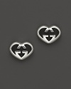 Interlocking Gs form hearts in gleaming sterling silver.