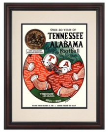 After a century of college football and a rivalry spanning 50 years, the Tennessee Volunteers fought off Alabama's Crimson Tide on October 19, 1968. A brilliant souvenir from Neyland Stadium, this restored game day program cover inspires continued greatness. After a century of college football and a rivalry spanning 50 years, the Tennessee Volunteers fought off Alabama's Crimson Tide on October 19, 1968. A brilliant souvenir from Neyland Stadium, this restored game day program cover inspires continued greatness.