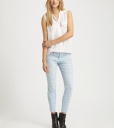 Slim and sophisticated in figure-hugging stretch denim, updated in a colorful animal print.THE FITSlim fitRise, about 8Inseam, about 27½THE DETAILSZip flyFive-pocket style98% cotton/2% elastaneHand washMade in USA of imported fabricModel shown is 5'11 (180cm) wearing US size 4.