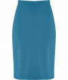 Sleek and chic, this easy to style pencil skirt from Schumacher is ultra-flattering without compromising comfort - Classic pencil silhouette, thin waistband, figure-enhancing back seaming details and slit, concealed back zip closure - Style with a tie-neck blouse, a blazer, and peep-toe pumps