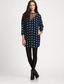Striking graphic print and mesh trim enliven this relaxed dolman dress. Mesh v-neckDropped shouldersLong dolman sleevesSlash pocketsMesh v-backAbout 18 from natural waistCuproDry cleanImportedModel shown is 5'10 (177cm) wearing US size Small. Striking graphic print and mesh trim enliven this relaxed dolman dress. Mesh v-neckDropped shouldersLong dolman sleevesSlash pocketsMesh v-backAbout 18 from natural waistCuproDry cleanImportedModel shown is 5'10 (177cm) wearing US size Small.