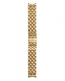 Gleaming gold-plated stainless steel links lend a glamorous feel to Michele's classic bracelet strap. Interchangeable with any Michele watch head from the Sport Sail collection. Gleaming gold-plated stainless steel links lend a glamorous feel to Michele's classic bracelet strap. Interchangeable with any Michele watch head from the Sport Sail collection.