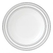 Sparkling platinum and mica accent this decidedly contemporary Vera Wang soup bowl, lending a look that's fresh and dimensional. Sparkling platinum and mica accent this decidedly contemporary Vera Wang soup bowl, lending a look that's fresh and dimensional.