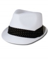 Dapper up your look with this patterned fedora from American Rag.