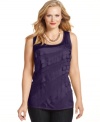 Land a top tier look with Alfani's sleeveless plus size top-- it's a perfect layering piece!