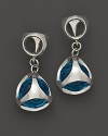 Bold sterling silver earrings, gleaming with blue quartz, are elegant showcases for Di MODOLO's iconic Triadra design.