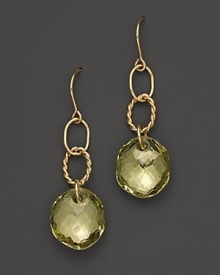 Oval freeform lemon citrine briolettes add rich sparkle to links of 14K yellow gold. By Nancy B.