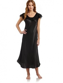 THE LOOKRaw edge pleats and cascading chiffon ruffles trim the necklineChiffon flutter sleevesTHE FITAbout 50 from shoulder to hemTHE MATERIALPolyesterCARE & ORIGINMachine washImported THE LOOKRaw edge pleats and cascading chiffon ruffles trim the necklineChiffon flutter sleevesTHE FITAbout 50 from shoulder to hemTHE MATERIALPolyesterCARE & ORIGINMachine washImported