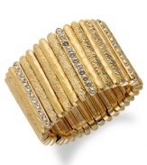 Gilded glamour. This cuff bracelet from Alfani is crafted from gold-tone mixed metal with glass crystal accents adding luster. Approximate diameter: 3-1/2 inches.