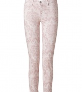 Channel the look of the moment with these trend-right floral print jeans from J Brand - Classic five-pocket styling, skinny leg, all-over floral print - Style with a boho-inspired blouse, platform pumps, and a shoulder bag