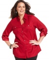 From jeans to trousers, Style&co.'s roll-tab sleeve plus size shirt is a perfect match for your favorite bottoms.