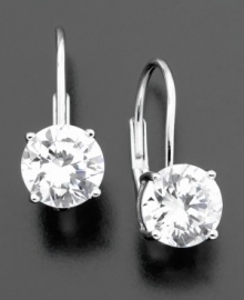 Add that extra sparkle to your style with glistening drops of round-cut cubic zirconia (2 ct. t.w.). Earrings set in sterling silver and finished in platinum, by CRISLU.