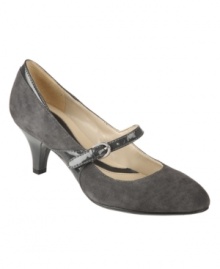 Mary Janes are a la mode this season, and Naturalizer's pointed-toe Driven pumps are no exception! The low heel makes them wearable and comfortable, while an adjustable buckle closure on the vamp adds support. Available in black, gray, taupe and red.