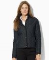 Lauren Jeans Co.'s chic quilted jacket is rendered in classic denim for a look that is steeped in heritage inspiration.