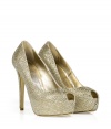 Add maximum glamour to your party-ready ensemble with these crystal embellished platform pumps from Le Silla - Front platform, peep-toe, high stiletto heel, all-over rhinestone embellishment - Wear with a tiered cocktail frock and a statement clutch