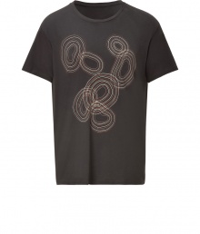 An eye-catching swirl graphic lends this faded black Marc by Marc Jacobs t-shirt its requisite downtown cool - In a soft, lighter weight pure cotton - Slim, straight cut - Short sleeves and classic crew neck - Wear solo or layer beneath a blazer or cardigan and pair with jeans, cords or chinos