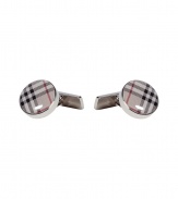 The distinctive logo check print informs these sophisticated cufflinks from Burberry London - Round shape, enamel check print - Perfect for your dressed up looks or as a thoughtful gift