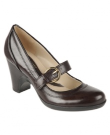 You'll marvel at the chic design and comfortable fit of the Mara, Naturalizer's leather Mary Jane pumps. An adjustable buckle closure across the vamp adds practicality, while the round toe and low heel make them wearable all day long. You'll marvel at the chic design and comfortable fit of the Mara, Naturalizer's leather Mary Jane pumps. An adjustable buckle closure across the vamp adds practicality, while the round toe and low heel make them wearable all day long.