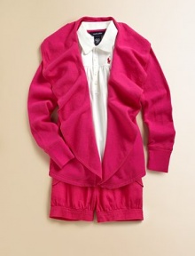 This stylish cardigan is crafted in luxuriously plush cotton with a girlie ruffle collar and open front.Draped ruffle collarLong sleeves with ribbed cuffsOpen silhouetteInside seam pocketsGathered back waistCottonMachine washImported Please note: Number of buttons may vary depending on size ordered. This stylish cardigan is crafted in luxuriously plush cotton with a girlie ruffle collar and open front.Draped ruffle collarLong sleeves with ribbed cuffsOpen silhouetteInside seam pocketsGathered back waistCottonMachine washImported Please note: Number of buttons may vary depending on size ordered.