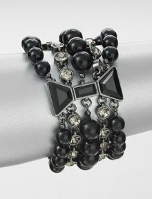 A romantic and modern style featuring a blend of faceted rhinestones, rich hemetite and smooth glass pearls. HematiteGlass stones and pearlsZinc and brassLength, about 7.5Spring ring closureImported A romantic and modern style featuring a blend of faceted rhinestones, rich hemetite and smooth glass pearls. HematiteGlass stones and pearlsZinc and brassLength, about 7.5Spring ring closureImported