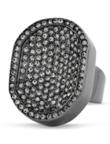 A chic combination. An oblong and concave silhouette add style and sophistication to this distinctive cocktail ring from Vince Camuto. Bedecked with dazzling glass accents, it's crafted in hematite tone mixed metal. Size 8. A chic combination. An oblong and concave silhouette add style and sophistication to this distinctive cocktail ring from Vince Camuto. Bedecked with dazzling glass accents, it's crafted in hematite tone mixed metal. Size 8.