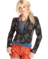 An allover floral print adds femme appeal to this Free People denim blazer -- a hot fall topper!