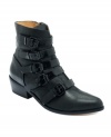 Menswear-inspired with a pointed toe, L.A.M.B.'s Odd Flat booties feature five-buckle detail across the vamp.