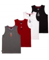 Calm, cool and collected. He'll stay comfortable and focused when he's wearing this sleeveless Jordan shirt from Nike.