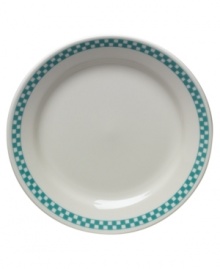 Bring the sweet taste of nostalgia to casual tables with the America's Original Diner collection. A retro-cool pattern in colors that complement Fiesta makes the checkered lunch plate an irresistible blast from the past. Crafted for lasting strength and everyday versatility by Homer Laughlin. Bring the sweet taste of nostalgia to casual tables with the America's Original Diner collection. A retro-cool pattern in colors that complement Fiesta makes the checkered lunch plate an irresistible blast from the past. Crafted for lasting strength and everyday versatility by Homer Laughlin.