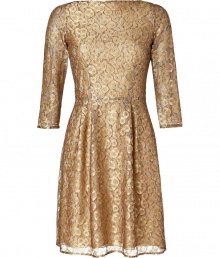 The perfect party frock for your most festive events, Issas lace dress radiates glamour with a fantastically vintage feel - Boat-neckline, 3/4 sleeves, tailored waist, hidden back zip - Feminine tailored fit - Team with jet black pumps and a dusting of matching metallic accessories