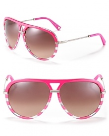 Standout style begins with these sporty striped aviator sunglasses from Dior. A classic silhouette with a retro feel. Standout style begins with these sporty striped aviator sunglasses from Dior. A classic silhouette with a retro feel.
