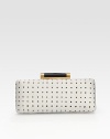 Retro polka dots highlight lush haircalf in this slim convertible evening bag.Detachable chain shoulder strap, 20½ dropTop clasp closureOne inside open pocketFully lined8W X 3¼H X 2DImported