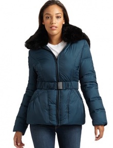 THE LOOKZip-out fur-lined hooded backRemovable fur collarZip frontCinched, smocked detailing at sidesBelted waistDual curved pocketsTHE FITAbout 30 from shoulder to hemTHE MATERIALShell: polyesterFill: down/feathersFaux fur trim: acrylic/polyesterCARE & ORIGINDry cleanModel shown is 5'9 (175cm) wearing US size Small. THE LOOKZip-out fur-lined hooded backRemovable fur collarZip frontCinched, smocked detailing at sidesBelted waistDual curved pocketsTHE FITAbout 30 from shoulder to hemTHE MATERIALShell: polyesterFill: down/feathersFaux fur trim: acrylic/polyesterCARE & ORIGINDry cleanModel shown is 5'9 (175cm) wearing US size Small.