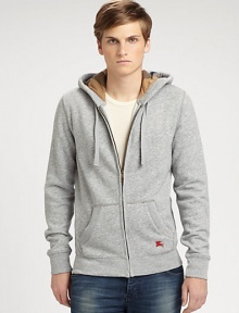 Soft heathered jersey in a casual zip-front essential, styled with signature check lining.Drawstring hoodZipper hoodDouble kangaroo pocketLogo embroidery60% cotton/40% polyesterMachine washImported Soft heathered jersey in a casual zip-front essential, styled with signature check lining.Drawstring hoodZipper hoodDouble kangaroo pocketLogo embroidery60% cotton/40% polyesterMachine washImported