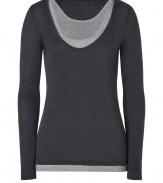 Essential for layered looks, Majestics tank/tee combo is a must for your casual cool staple wardrobe - Longer grey tank, anthracite scoop neck long sleeve tee - Loosely form-fitting - Team with leather leggings and statement biker boots