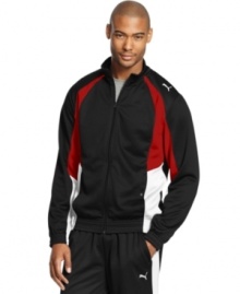 Stay active! When it's time to get moving, grab this Puma track jacket for definite comfort and style. Stay active! When it's time to get moving, grab this Puma track jacket for definite comfort and style.