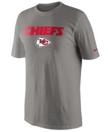 From the pre-game to after-party, show off your Kansas City Chiefs pride in this NFL football t-shirt from Nike. From the pre-game to after-party, show off your Kansas City Chiefs pride in this NFL football t-shirt from Nike.