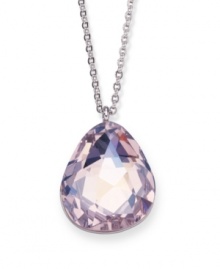 Simply stunning, by Swarovski. Faceted, droplet-shaped helios crystal pendant hangs from rhodium-plated mixed metal. Approximate length: 15 inches. Approximate drop: 1 inch.