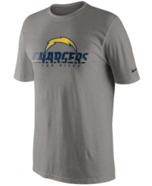 From the pre-game to after-party, show off your San Diego Chargers pride in this NFL football t-shirt from Nike. From the pre-game to after-party, show off your San Diego Chargers pride in this NFL football t-shirt from Nike.