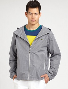 Top of your casual ensemble the right way with this check print, hooded anorak, lightweight and versatile enough to take you from this season to the next.Zip-frontAttached drawstring hoodSide slash pocketsAbout 28 from shoulder to hemPolyamideMachine washImported Top of your casual ensemble the right way with this check print, hooded anorak, lightweight and versatile enough to take you from this season to the next.Zip-frontAttached drawstring hoodSide slash pocketsAbout 28 from shoulder to hemPolyamideMachine washImported