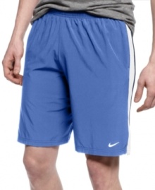 Don't be afraid to work up a sweat. With Dri-Fit technology, these Nike shorts will keep you comfortable in any condition. Don't be afraid to work up a sweat. With Dri-Fit technology, these Nike shorts will keep you comfortable in any condition.