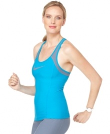 For gear that works as hard as you do at the gym, check out this Nike tank. A streamlined design featuring the iconic Nike Swoosh adds style, while padding at the bust provides shaping and support!