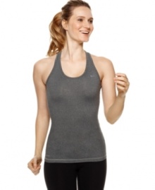 Dri-FIT technology and a long slim fit give this Nike tank top moisture-wicking technology and comfortable coverage for your toughest workouts.