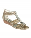 Alfani's Serrio wedges are awesome caged gladiator sandals with flat metallic stones that run along the vamp. They're metallic, so they go with everything!