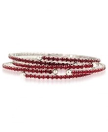 Simple chic. The stylish coil bracelets in this set from Nine West are crafted from silver-tone mixed metal with colorful red glass stones adding a vibrant touch. Approximate diameter: 2-1/4 inches.