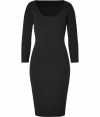 Made of extra fine merino-Lycra, this figure-hugging frock from Ralph Lauren Collection turns the notion of frumpy sweater dresses on its head  - Scoop neck, long sleeves, fitted silhouette, pull-on style - Style with a slim trench of blazer and platform heels