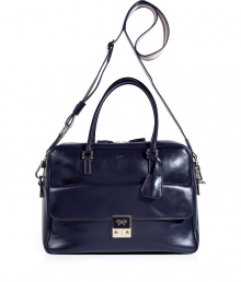 A retro-inspired boxy shape adds ultra-chic appeal to this supple leather tote from cult-favorite accessory designer Anya Hindmarch - Rectangular shape, top dual-zip closure, top carrying handles, convertible striped shoulder strap, front flap pocket with logo closure - Perfect for toting around your daily essentials, work, or stylish travel A retro-inspired boxy shape adds ultra-chic appeal to this supple leather tote from cult-favorite accessory designer Anya Hindmarch - Rectangular shape, top dual-zip closure, top carrying handles, convertible striped shoulder strap, front flap pocket with logo closure - Perfect for toting around your daily essentials, work, or stylish travel