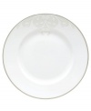 Refine your formal table with classic cream and white dinner plates. Trimmed in platinum and accented with a raised dot and scroll pattern, this china dinnerware from Lenox brings contemporary grace to special occasions. A pearlized finish adds subtle shimmer. Qualifies for Rebate